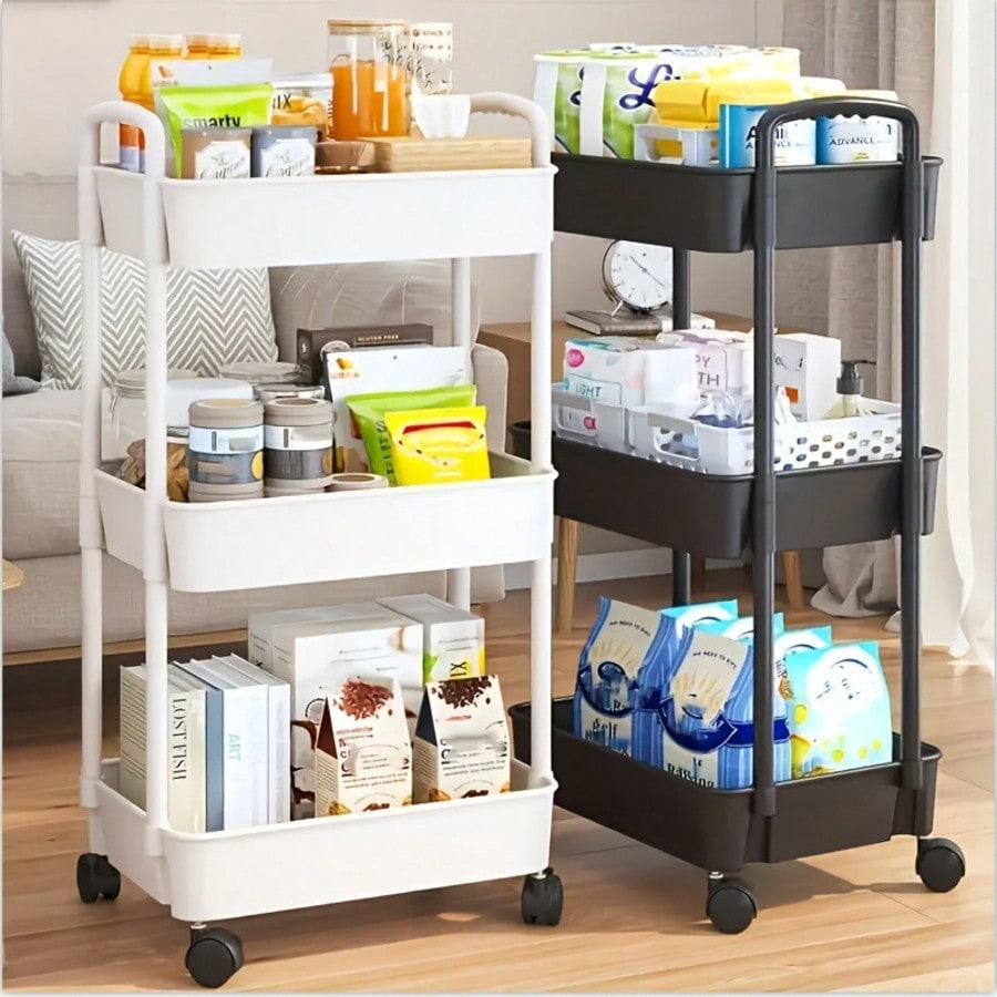 Home Office Furniture Sets - Wózek transportowy 3-poziomowy na kółkach z