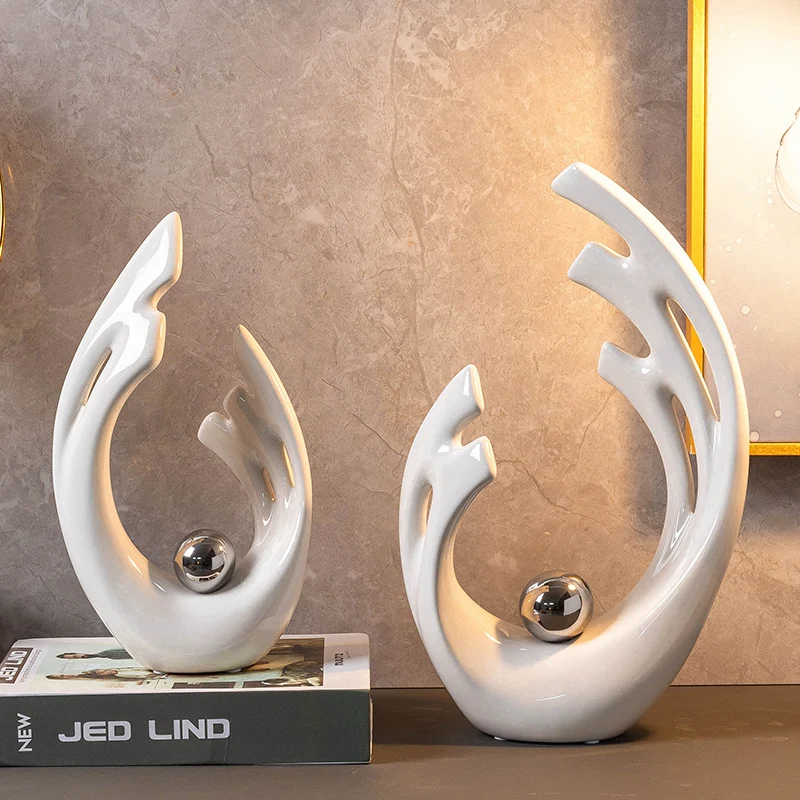 Home Office Architecture - Proste białe ceramiczne ozdobne elementy dekoracyjne