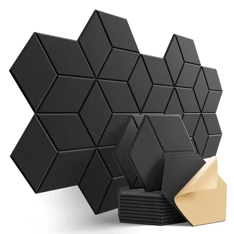 Home Office Furniture Sets - 12 szt. Samoprzylepnych Sześciokątnych Paneli Dźwiękochłonnych