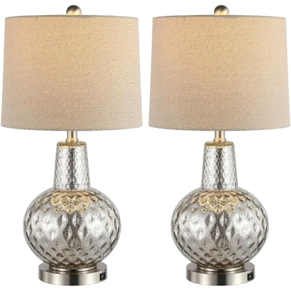 Desk Lamp Led - 24-calowa srebrno-kremowa lampa stołowa LED do