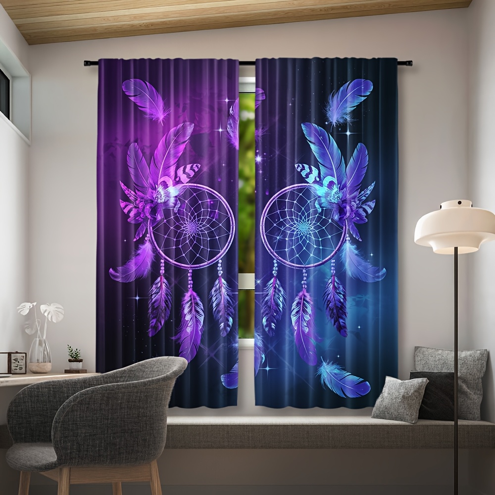 Fioletowe zasłony łapacze snów – Home Office Interior Design recenzja i cena