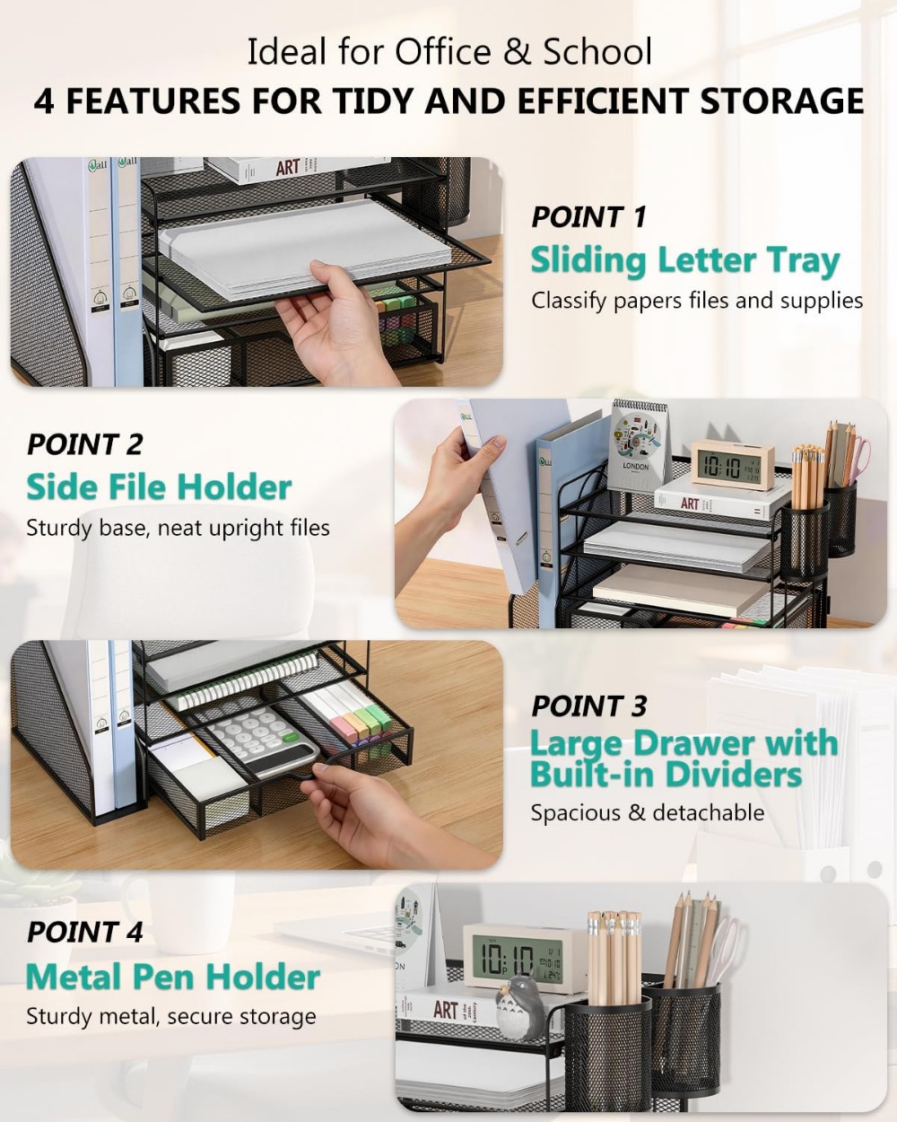 4-poziomowy organizer na dokum – Home Office Desk With Drawers recenzja i cena