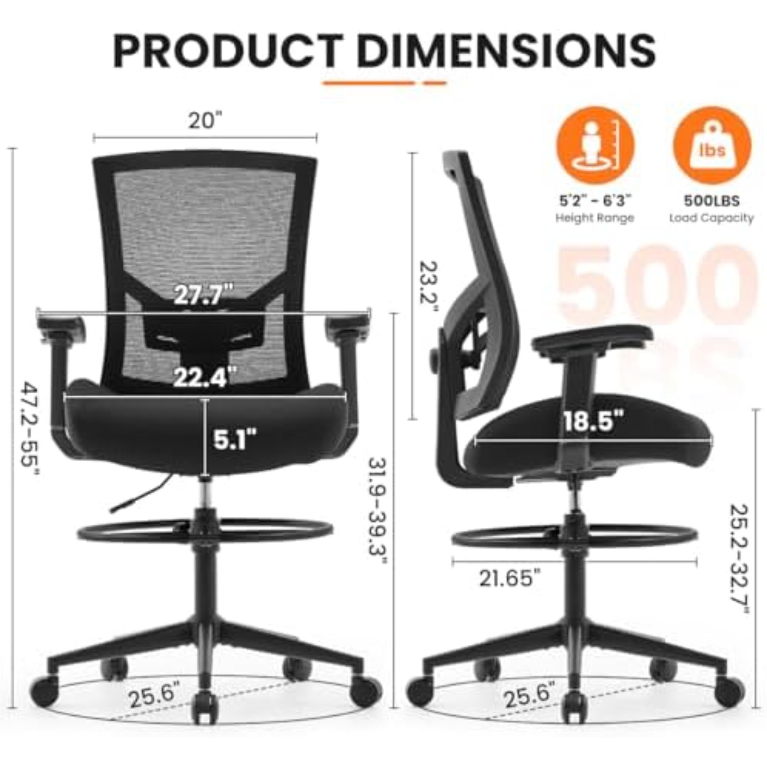 Krzesło biurowe o nośności 500 – Ergonomic Office Chair recenzja i cena