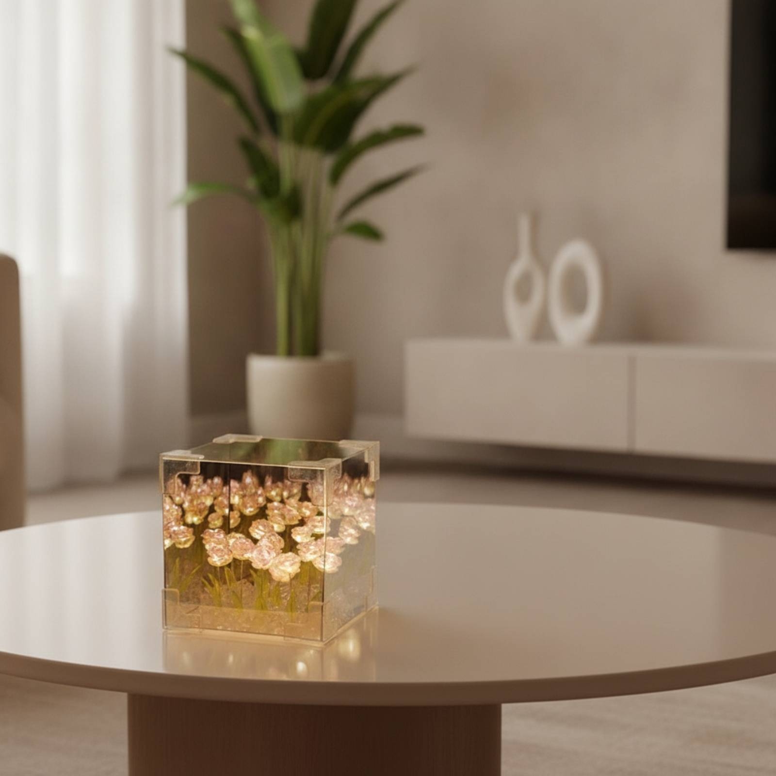 Lampa Róża z Akrylową Kostką,  – Desk Lamp Led recenzja i cena